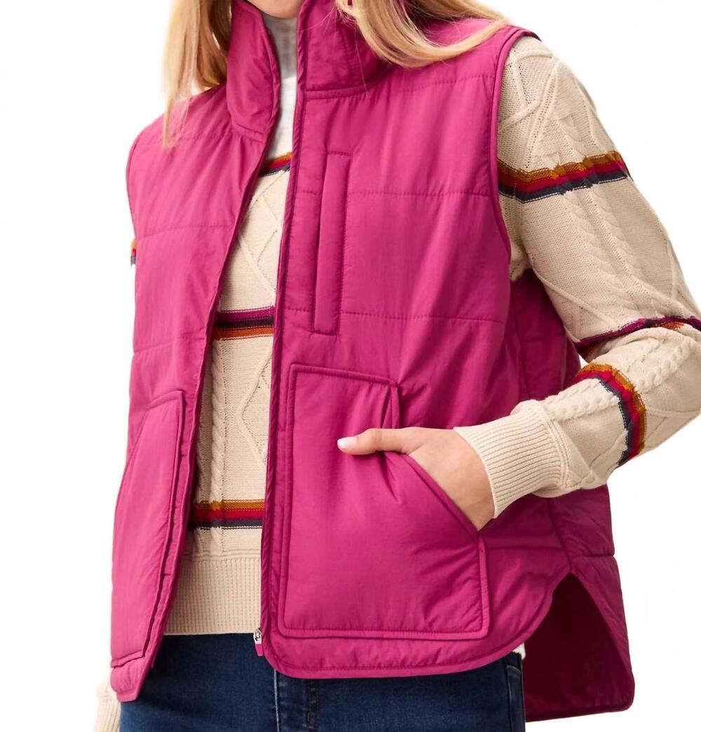 NEW TRIBAL women's packable puffer vest in mullbery